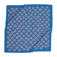 Blue cotton bandana with red and white floral pattern