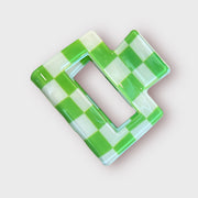 Checkered Small Hair Claw - Green