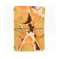 leather travelers a5  journal with a hand marbled pattern