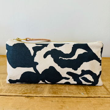 black and white patterned pencil pouch 