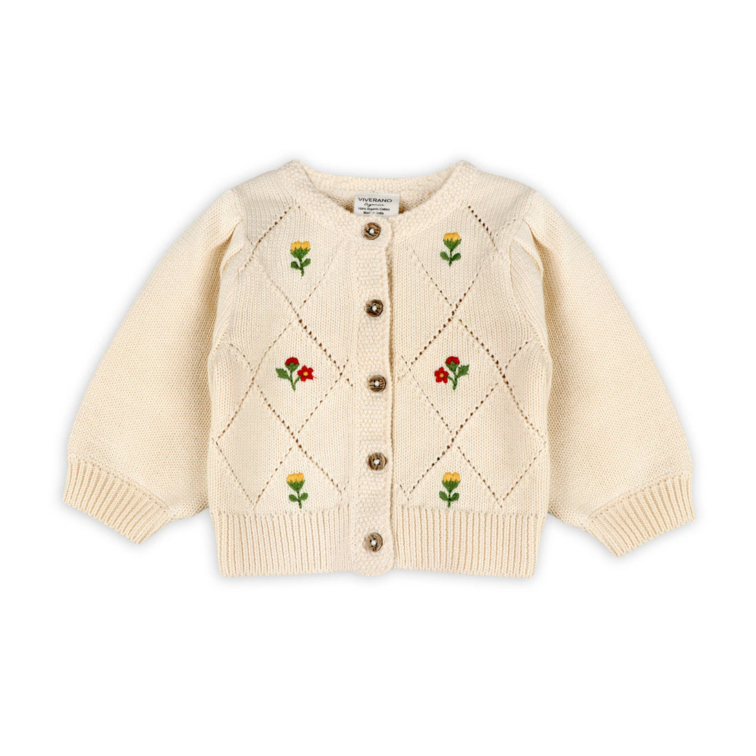 cream cardigan with embroidered flowers for babies