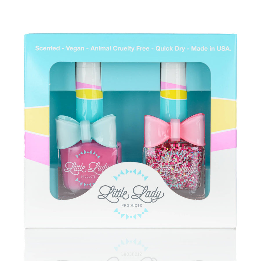 Nail polish set with pink coloring