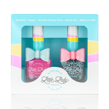 nail polish set with pink and blue with sparkles