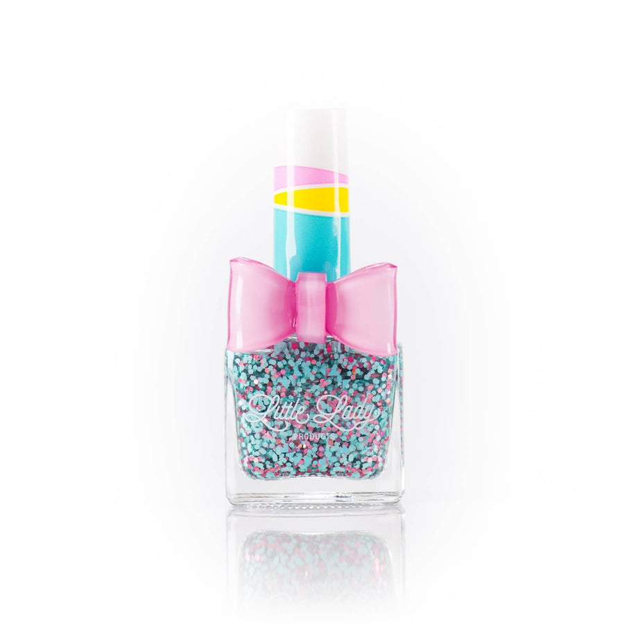 childrens nail polish with blue and pink sparkles