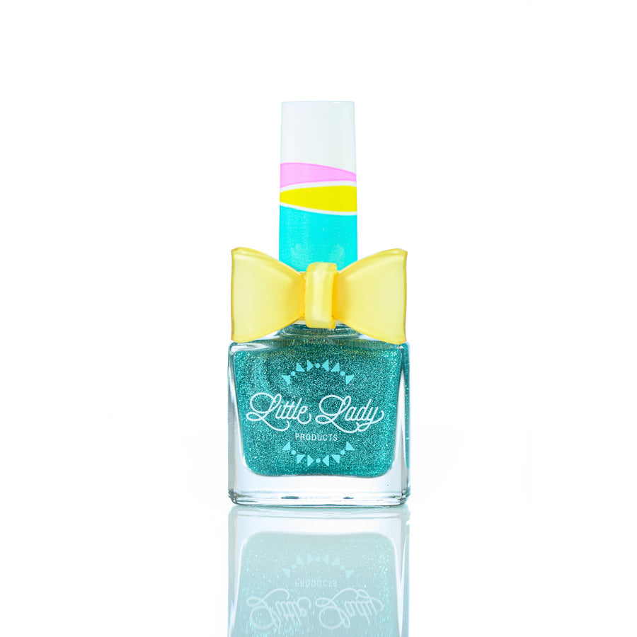 childrens nail polish with aqua blue glitter