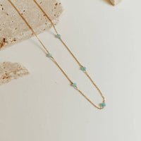 gold filled necklace with turquoise stones 