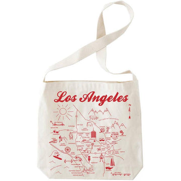 hobo tote bag with los angeles lettering and imagery