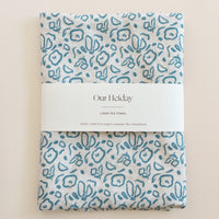 tea floral patterned linen tea towel