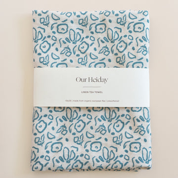 tea floral patterned linen tea towel