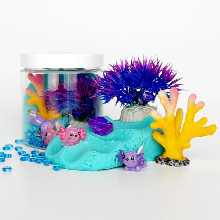 blue hawaiin themed mini to go kit of kid play dough