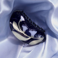 navy hair claw with moonflowers