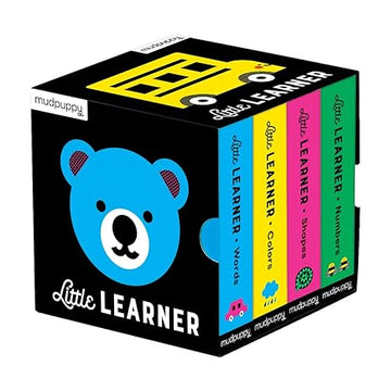 Set of four board books to learn colors, shapes, words, and numbers