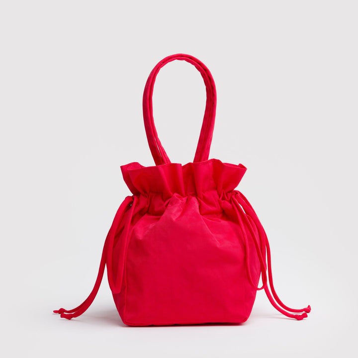 red nylon drawstring bag