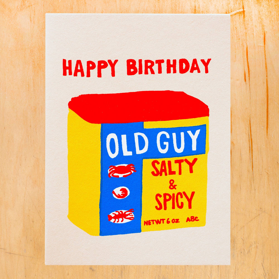 Old bay themed birthday card with "happy birthday old guy" text