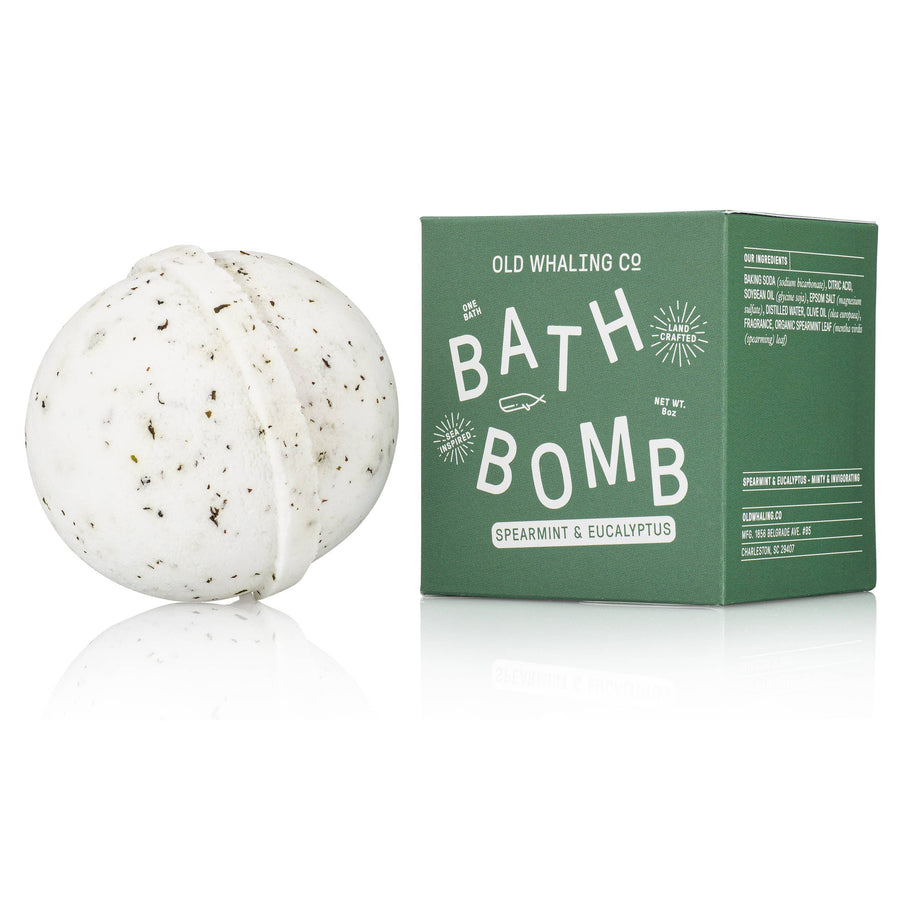 Holiday bath bomb in the scent spearmint and eucalyptus