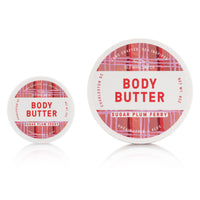 Travel size body butter in the scent sugar plum ferry