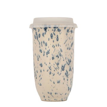 blue and cream ceramic mug 16 oz orchid themed