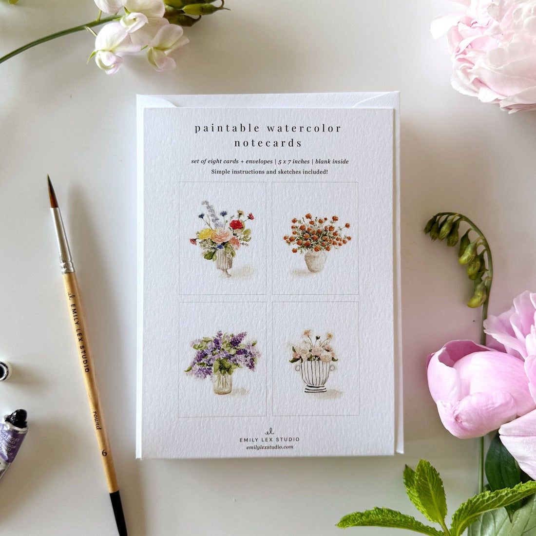 bouquet themed watercolor paintable notecards