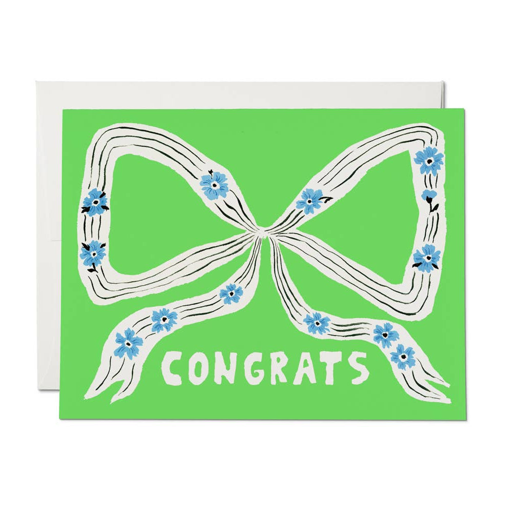 congrats card with a bow on it 