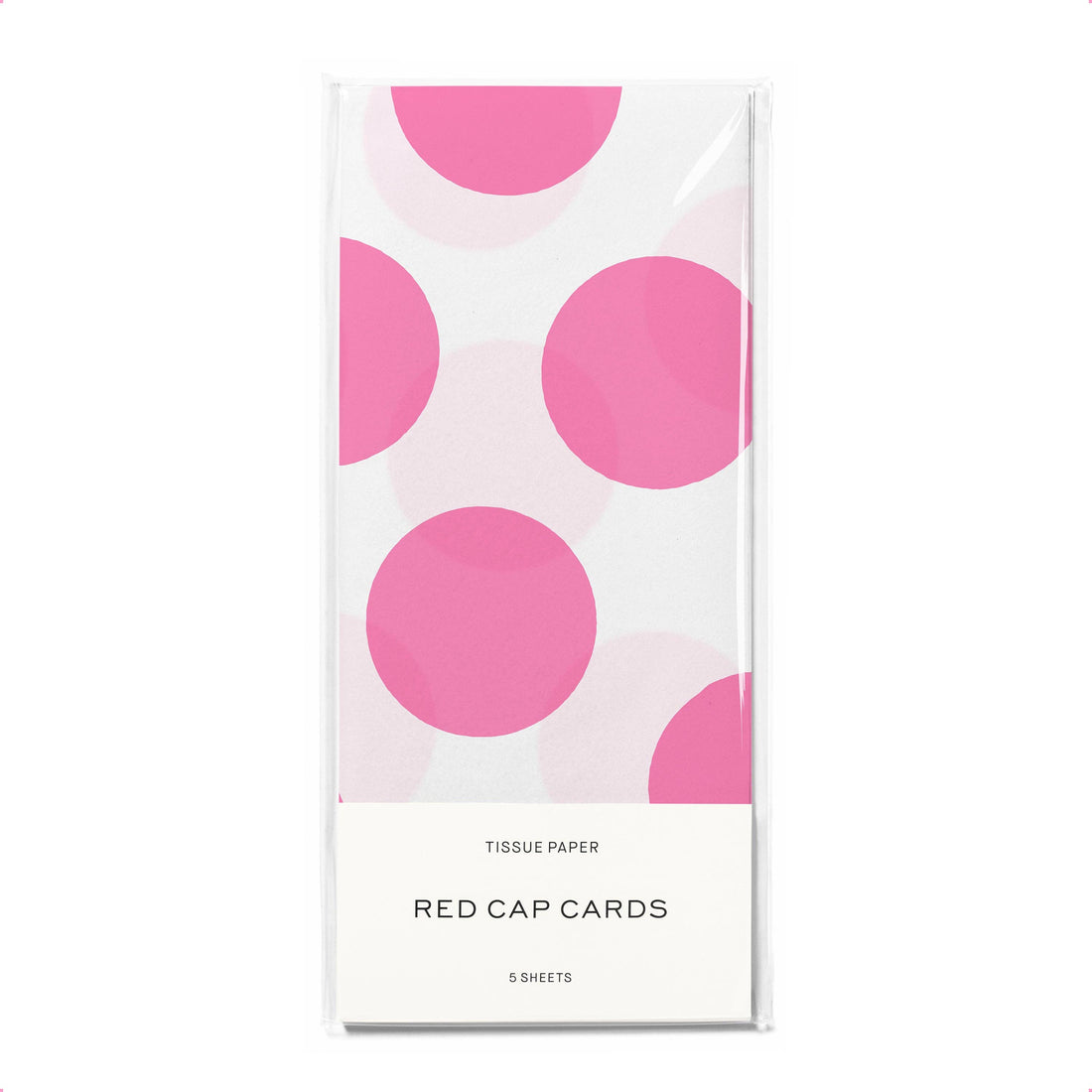 white tissue paper with pink polka dots 