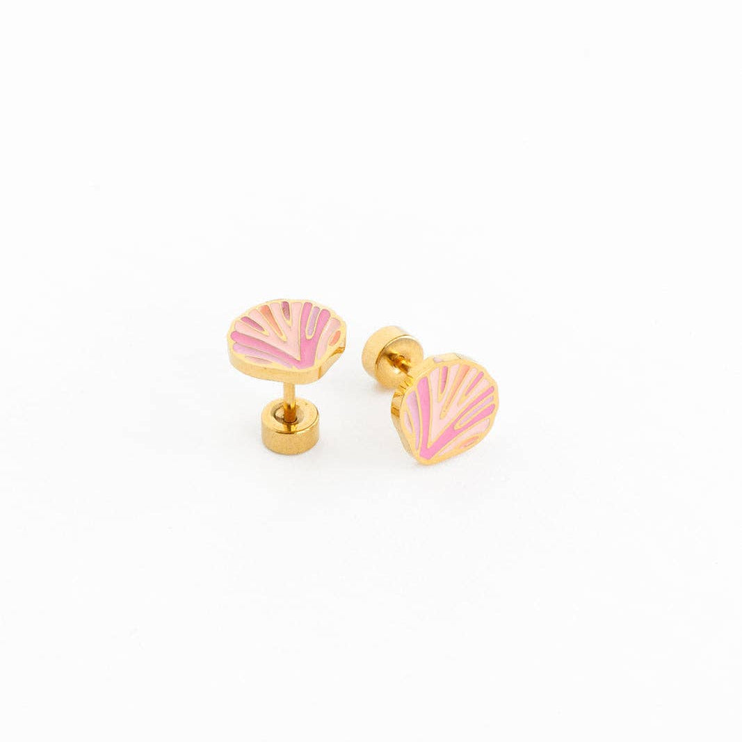 Pair of pink shell earrings