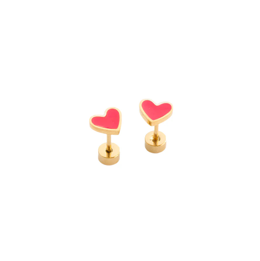 Pip Pop Post Earrings - Mini Enamel Heart