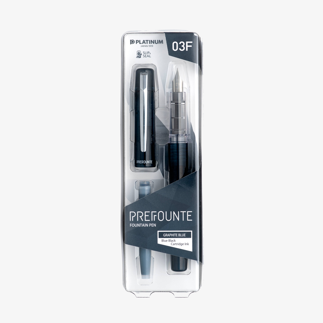 Platinum Prefounte Fountain Pen - Graphite Blue (Fine)