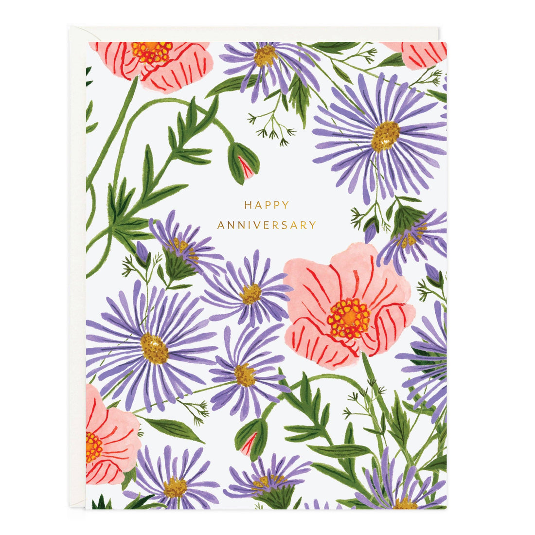 Floral card with 'Happy Anniversary' text