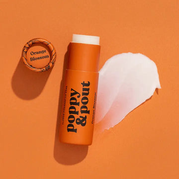 Poppy & Pout lip balm in the scent orange blossom