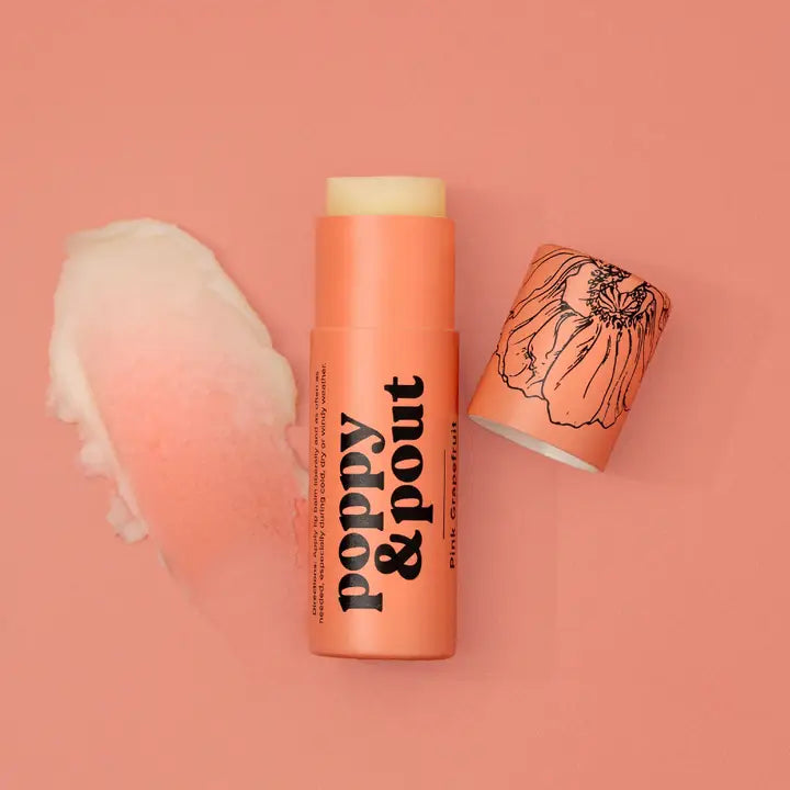 Poppy & Pout lip balm in the scent pink grapefruit