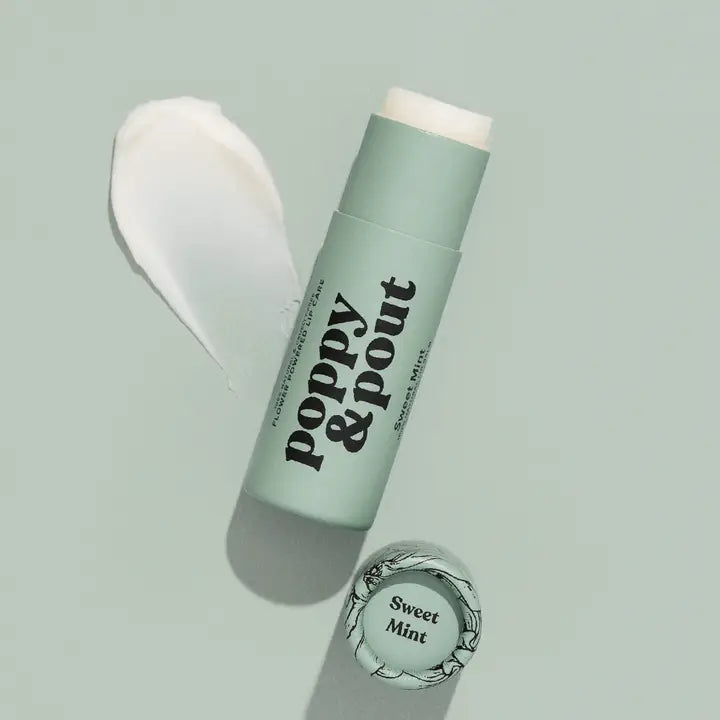 Poppy & Pout lip balm in the scent sweet mint