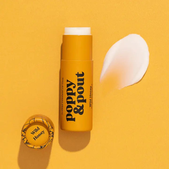 Poppy & Pout lip balm in the scent wild honey