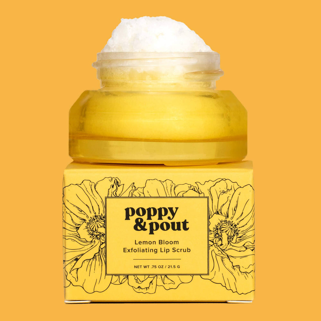 poppy and pout lip scrub in the scent lemon bloom