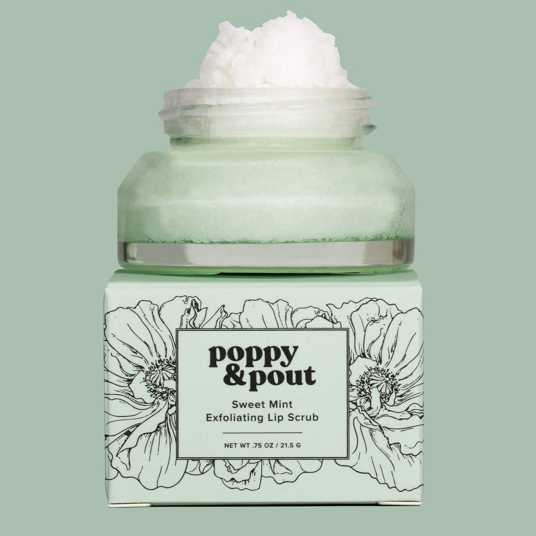 poppy and pout lip scrub in the scent sweet mint