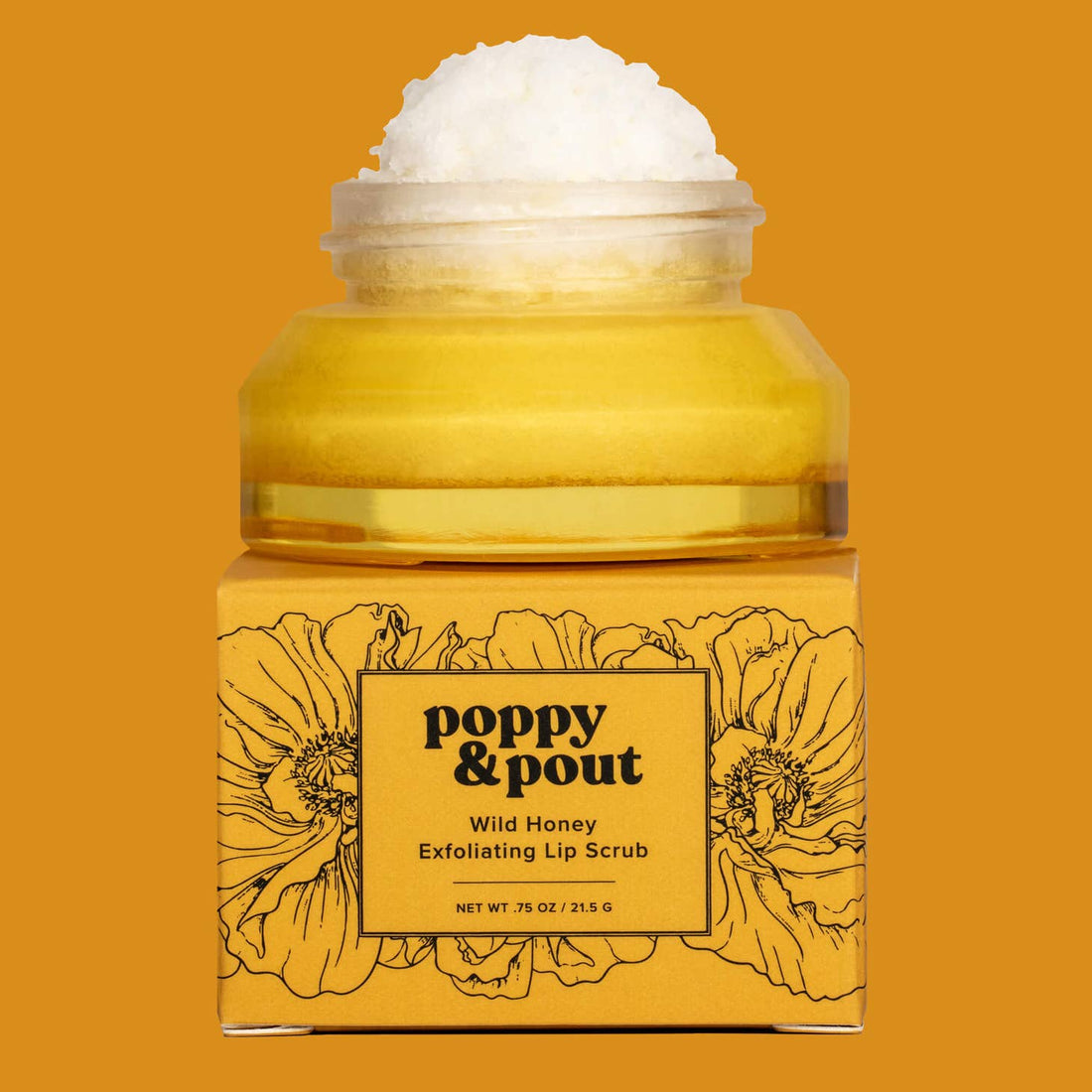 poppy and pout lip scrub in the scent wild honey