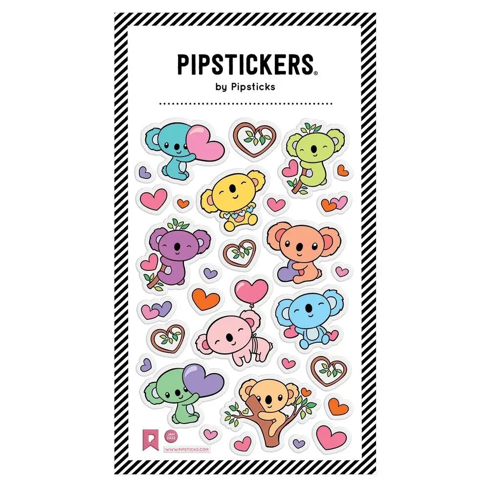sheet of colorful puffy koala stickers