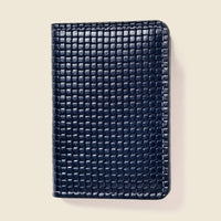 blue woven leather rfid men's wallet