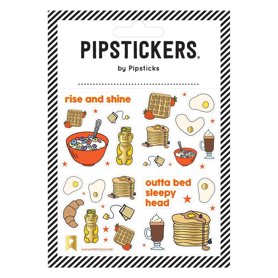 rise and shine themed sticker sheet with breakfast items