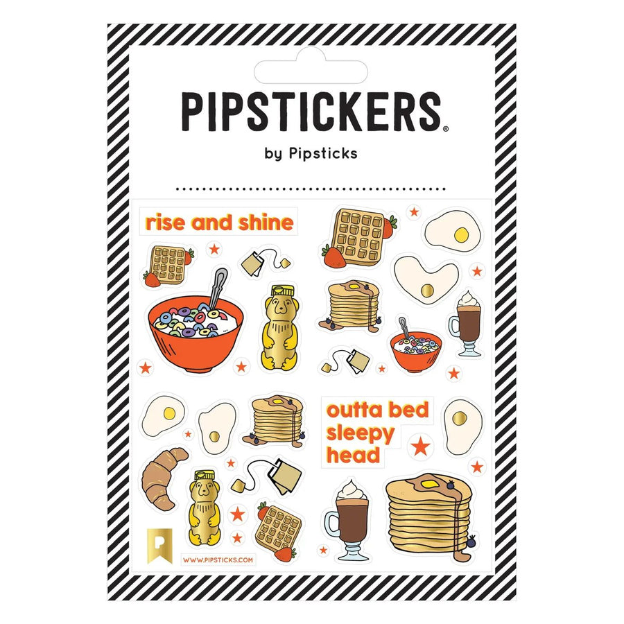 rise and shine themed sticker sheet with breakfast items