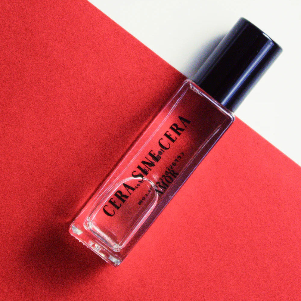 roll on perfume oil with notes of Saffron, Almond, Jasmine, Fir Resin, Amberwood