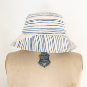 Blue and white striped bucket hat 