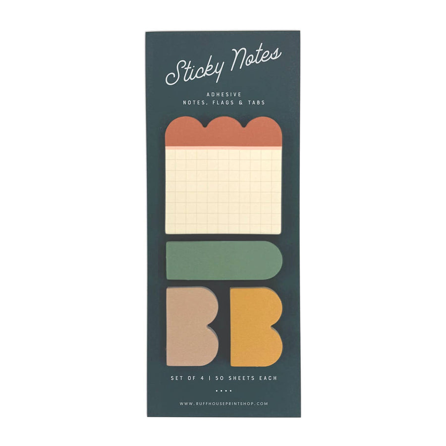 Sticky notes with grid lines and scalloped edges 