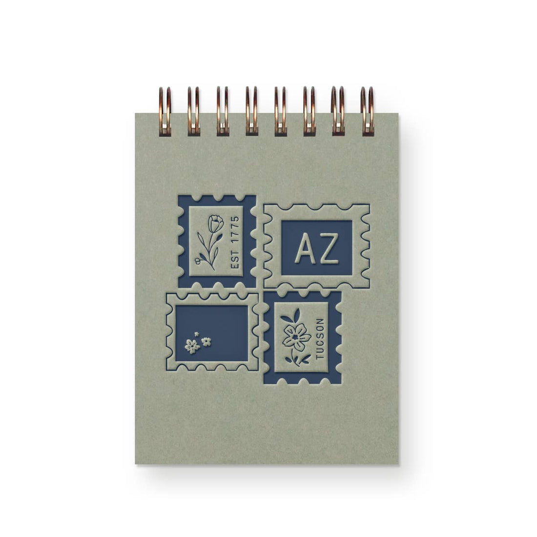 California stamp design mini jotter notebook in sage green