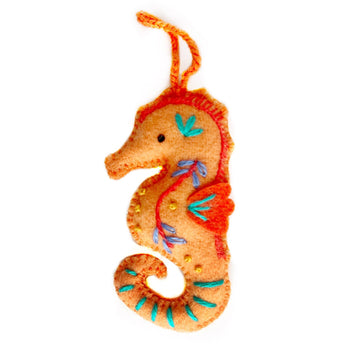 felt wool seahorse ornament 