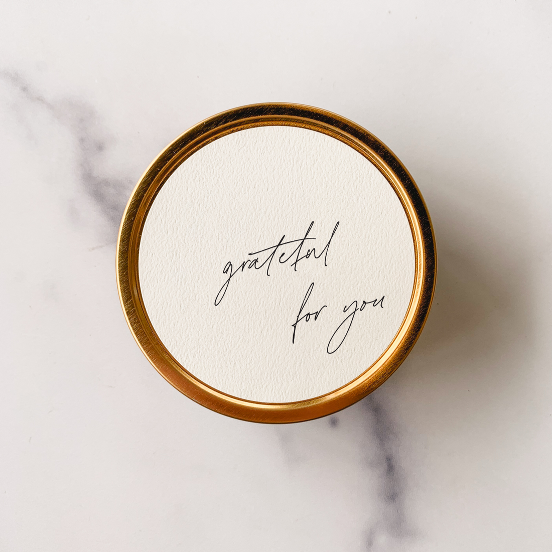 peony and salt scented customized label grateful for you candle
