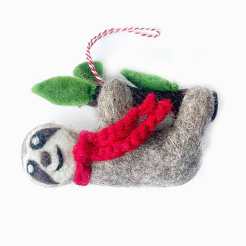 sloth felt wool ornament 
