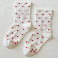 white socks with red hearts 