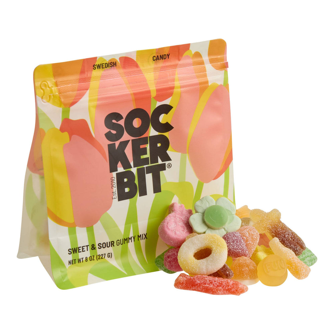 Sweet and sour swedish candy sockerbit spring gummy themed 