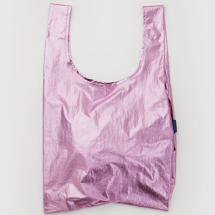 pink metallic standard reusable bag by baggu