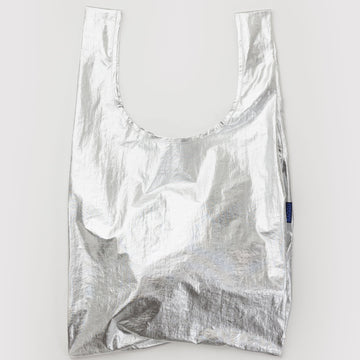 chrome metallic reflective standard reusable bag by baggu